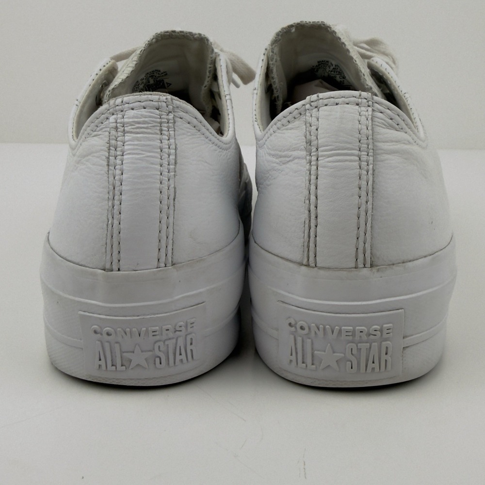 Converse Chuck Taylor All Star Lift Ox Womens 8.5 White Leather Gold Platform - Picture 7 of 13